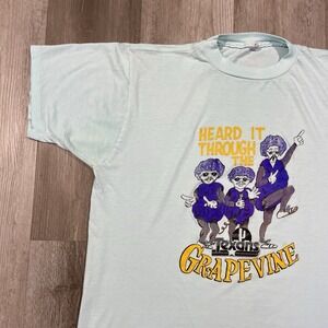 VTG 80s Heard It‎ Through The Grapevine XL California Raisins Texans Band Tshirt